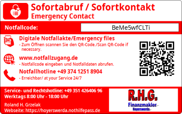 NotHilfePass Rückseite